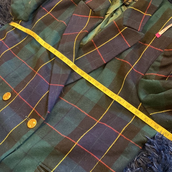 Vintage Authentic Escada Green Plaid Tartan Blazer Size 42 Mad OG Status - Picture 8 of 15